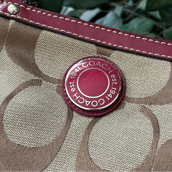 Coach Signature Canvas Shoulder Bag - Brown and Red - Picture 4 of 15
